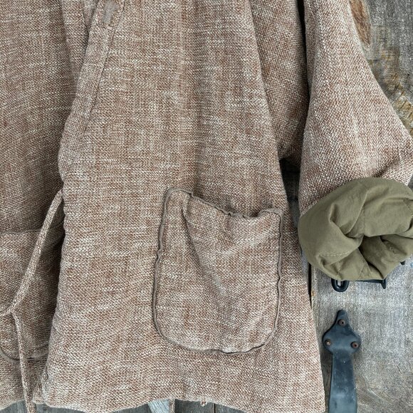 100% Solid Linen Cotton,Quilted Versatile Mild Winter/Autumn Coat, OS, Khaki - Picture 6 of 12